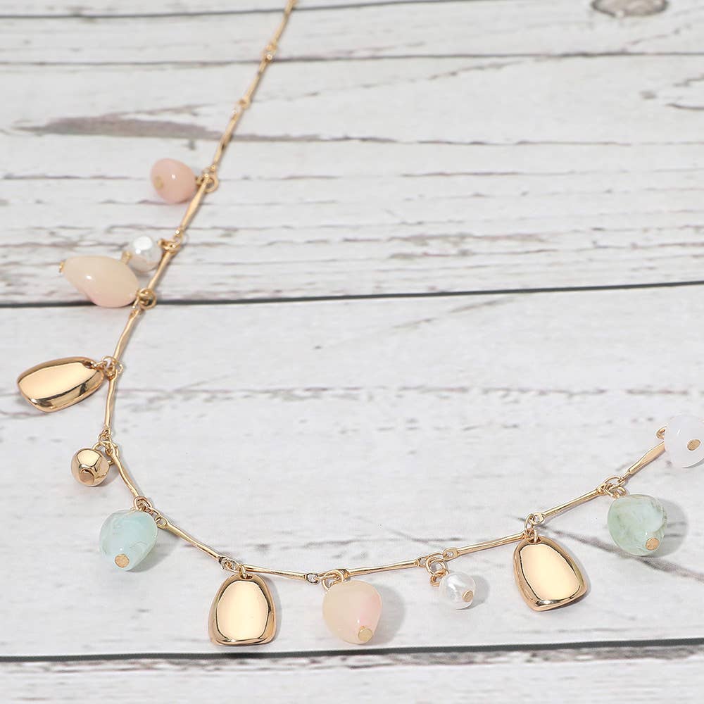 Cameron Gold Stone Charm Necklace