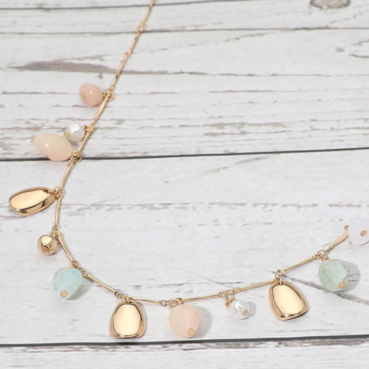 Cameron Gold Stone Charm Necklace