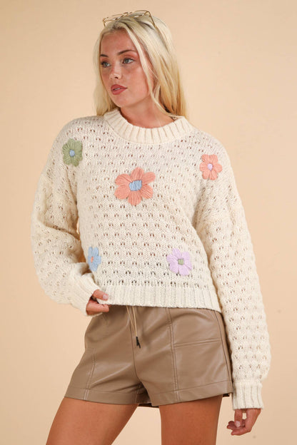 Addison Flower Applique Sweater