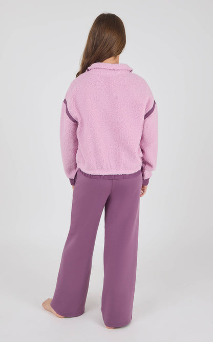 Girls Sherpa Pullover Berry Pant Set