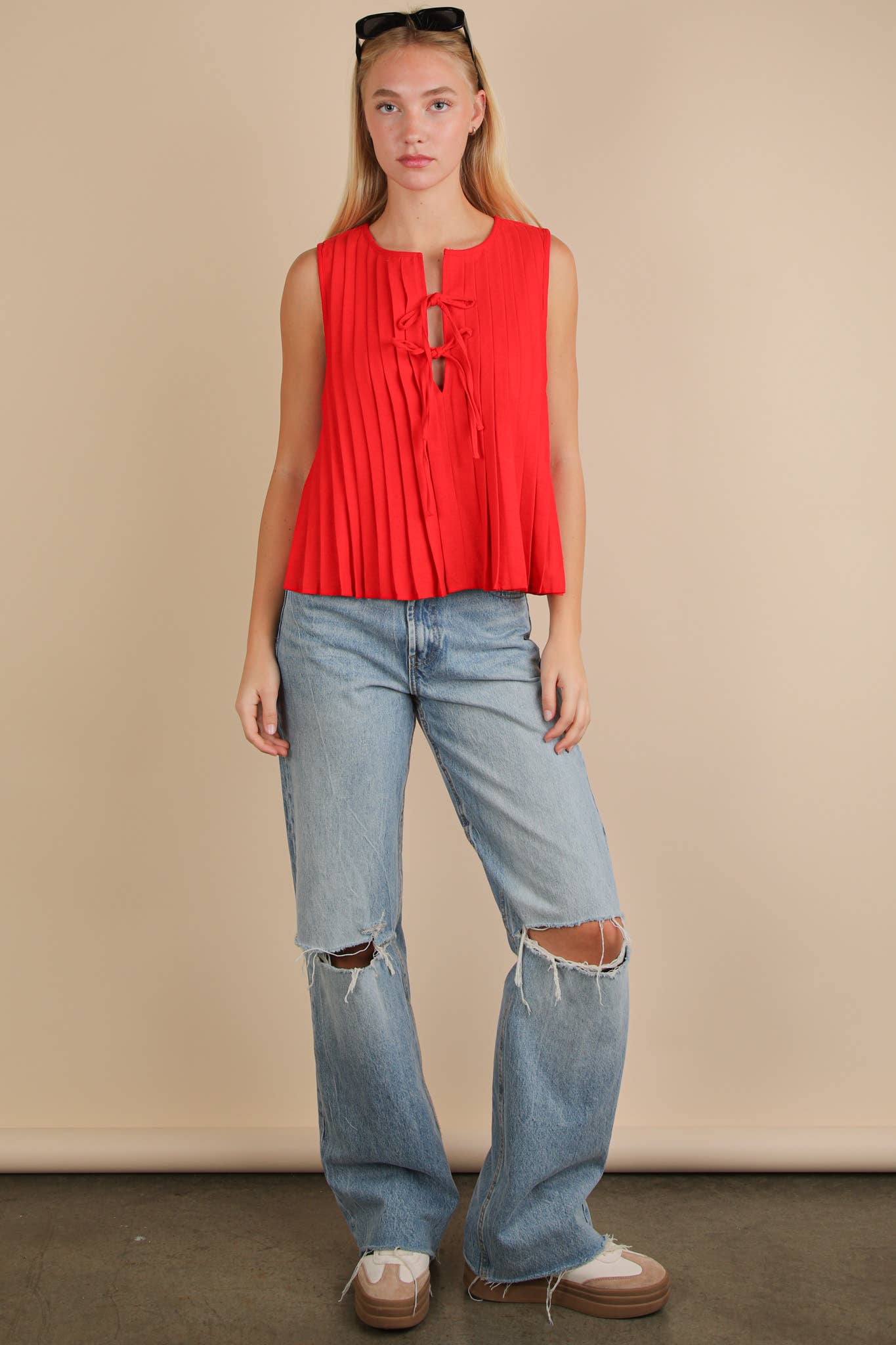 Teena Pleated Sleeveless Top