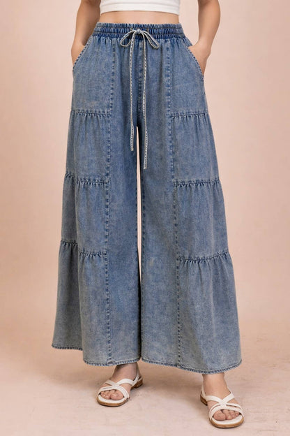 Sarah Tiered Chambray Pants