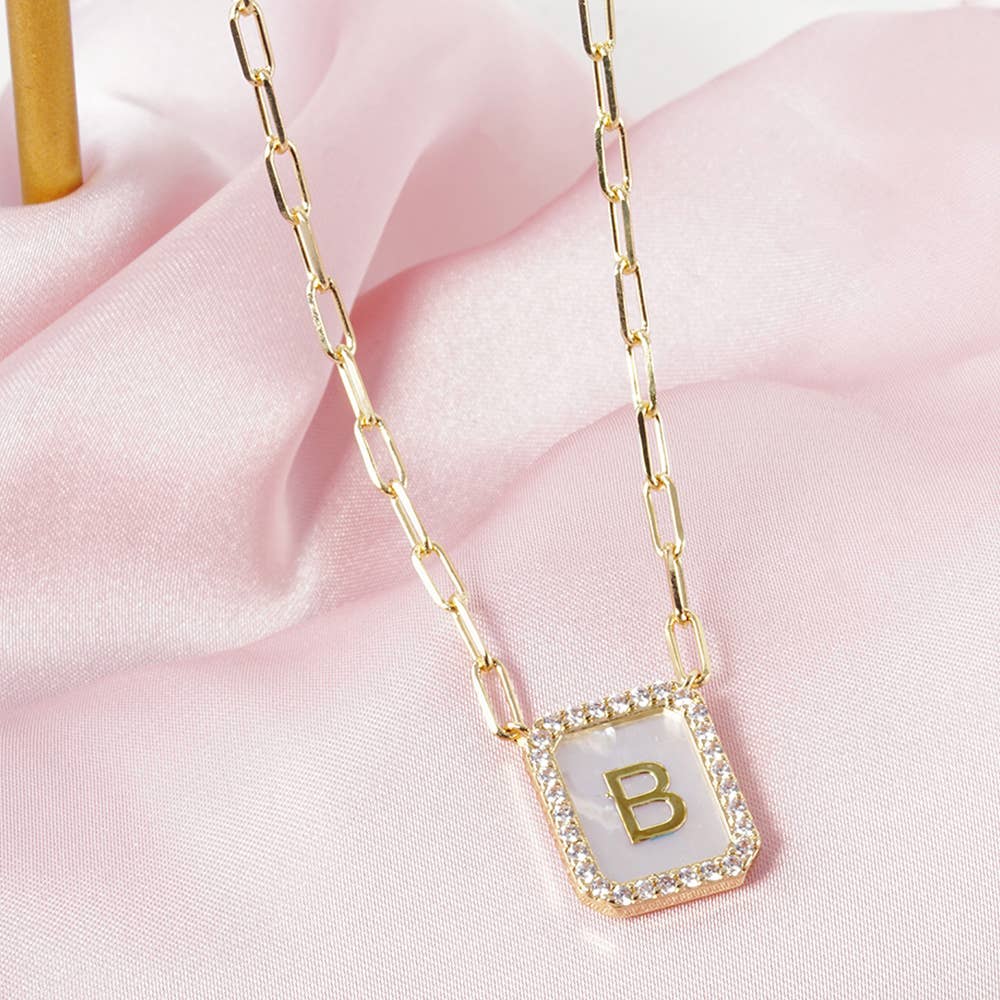 Cameron Initial Mother of Pearl Pendant Necklace