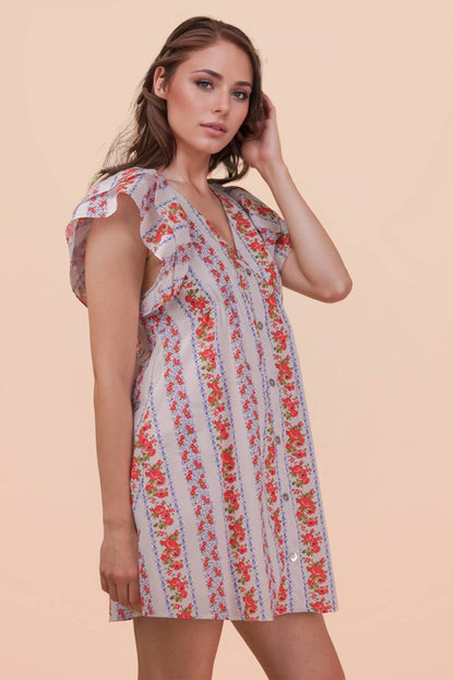Briar Floral Buttondown Ruffle Dress