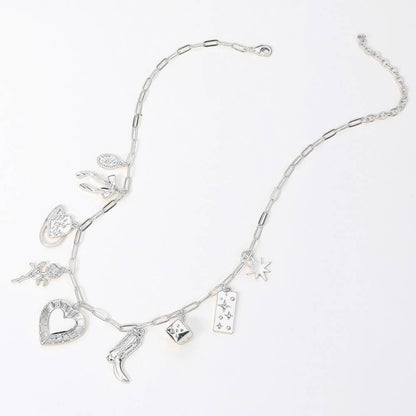 Jubilee Heart Western Silver Charm Necklace