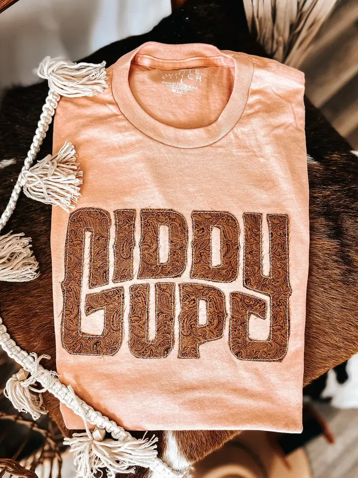Embroidered Applique Giddy Up Tee