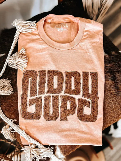 Embroidered Applique Giddy Up Tee