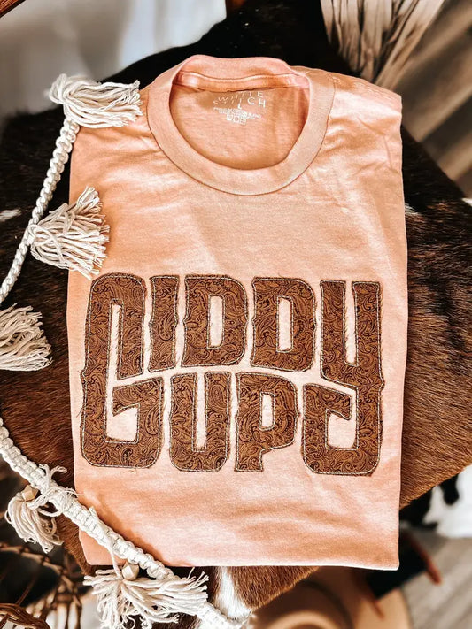Embroidered Applique Giddy Up Tee