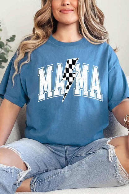 Mama Checkered Lightning Denim Tee