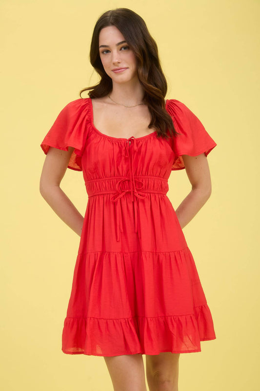 Dorothy Tiered Red Mini Dress