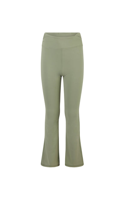 Girls Lux Ruched Flared Olive Athletic Pants