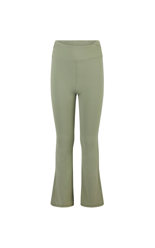 Girls Lux Ruched Flared Olive Athletic Pants