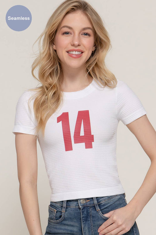 Number 14 Waffle Baby Tee