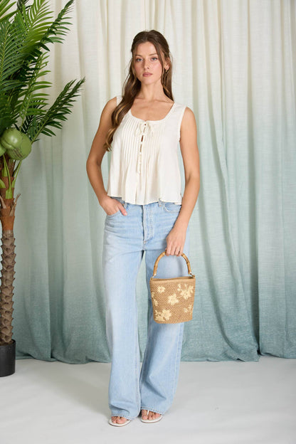 Juliet Lace Whimsy Buttondown Sleeveless Top