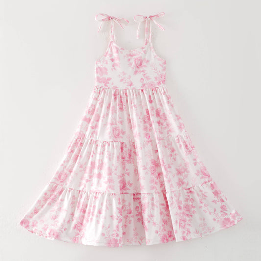 Girls Mayfield Floral Tiered Pink Dress