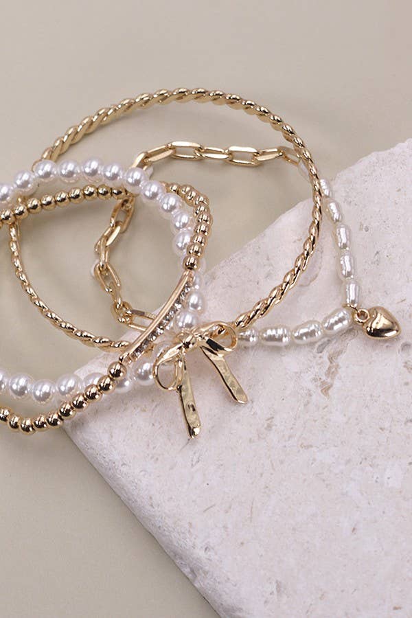 Constance Pearl Charm Set of Bracelets