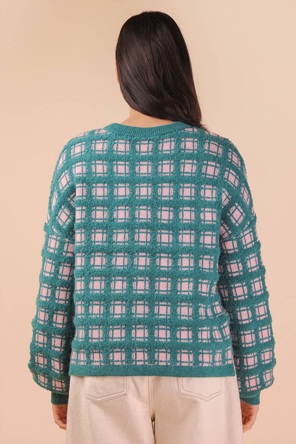 Fawn Plaid Teal Sweater