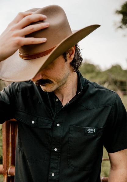 Mens Reel Rodeo Pearl Snap Black Western Shirt