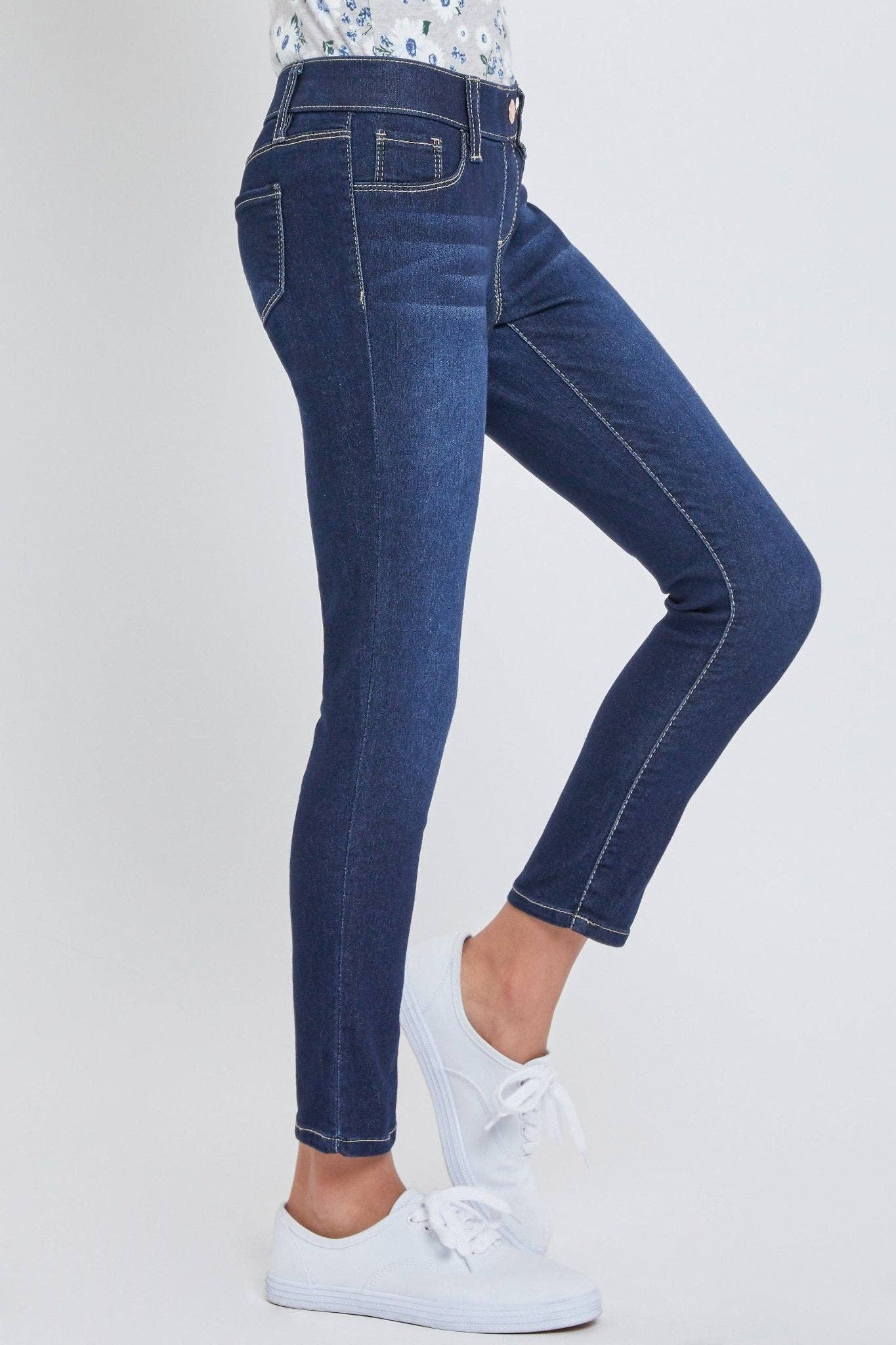 Girls Dark Wash Pull On Skinny Jeans