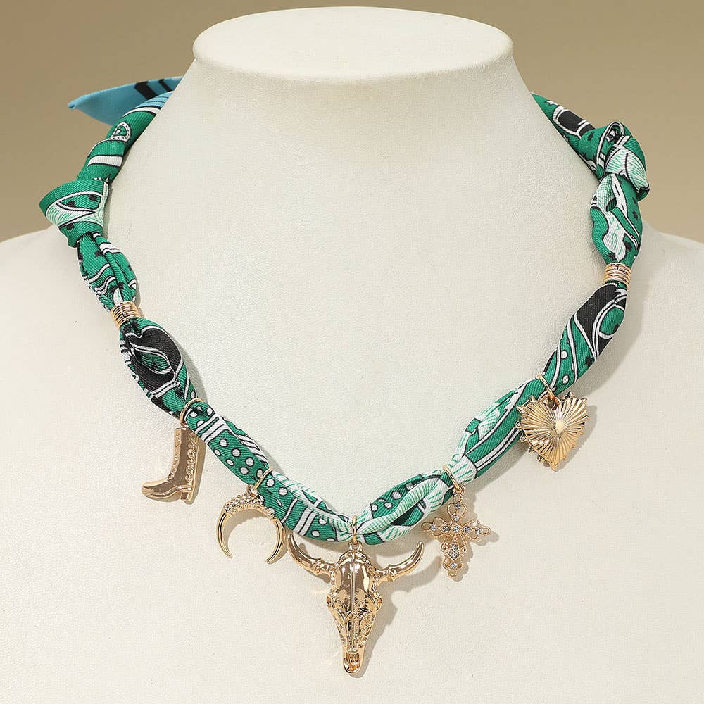 Jolene Scarf Western Charm Green Necklace