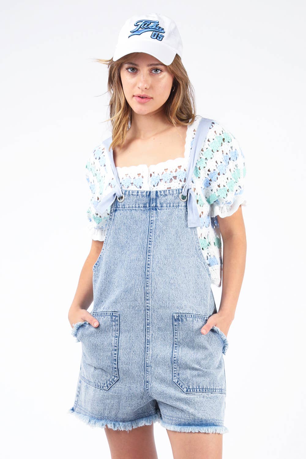 Cascade Knot Strap Frayed Romper