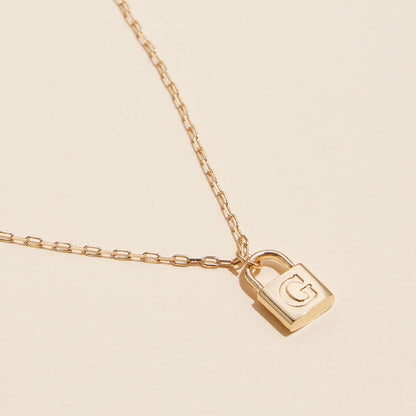 Cameron Initial Lock Pendant Necklace