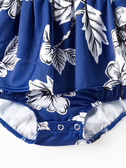 Baby Girls Navy & White Floral Romper