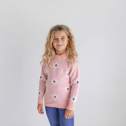 Girls Flower Blush Sweater