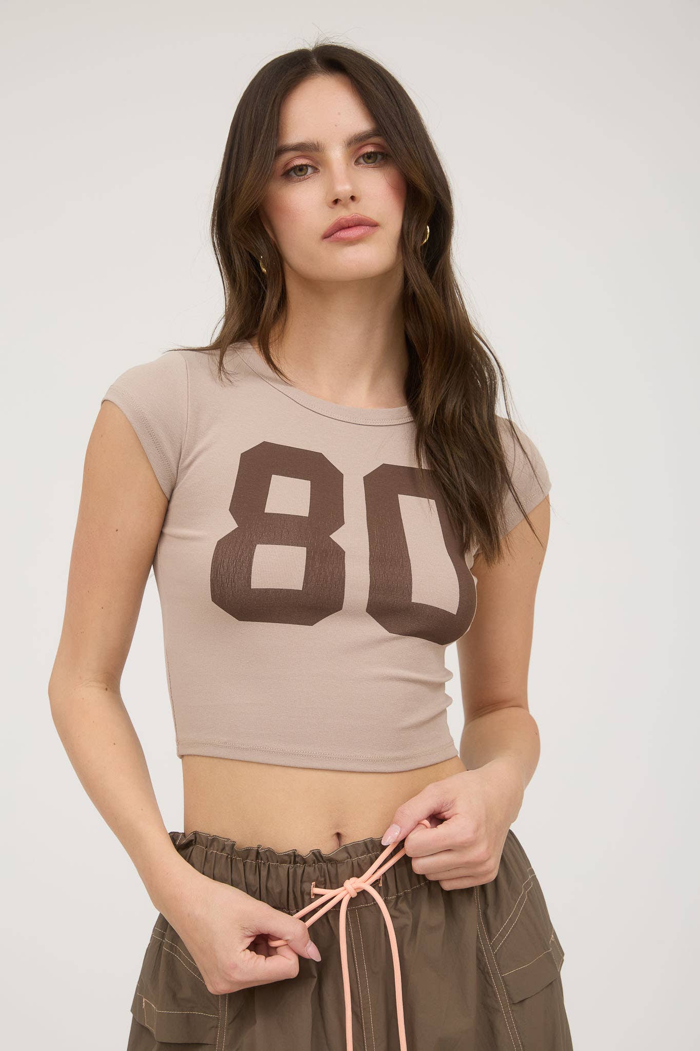 Number 80 Graphic Cropped Baby Tee