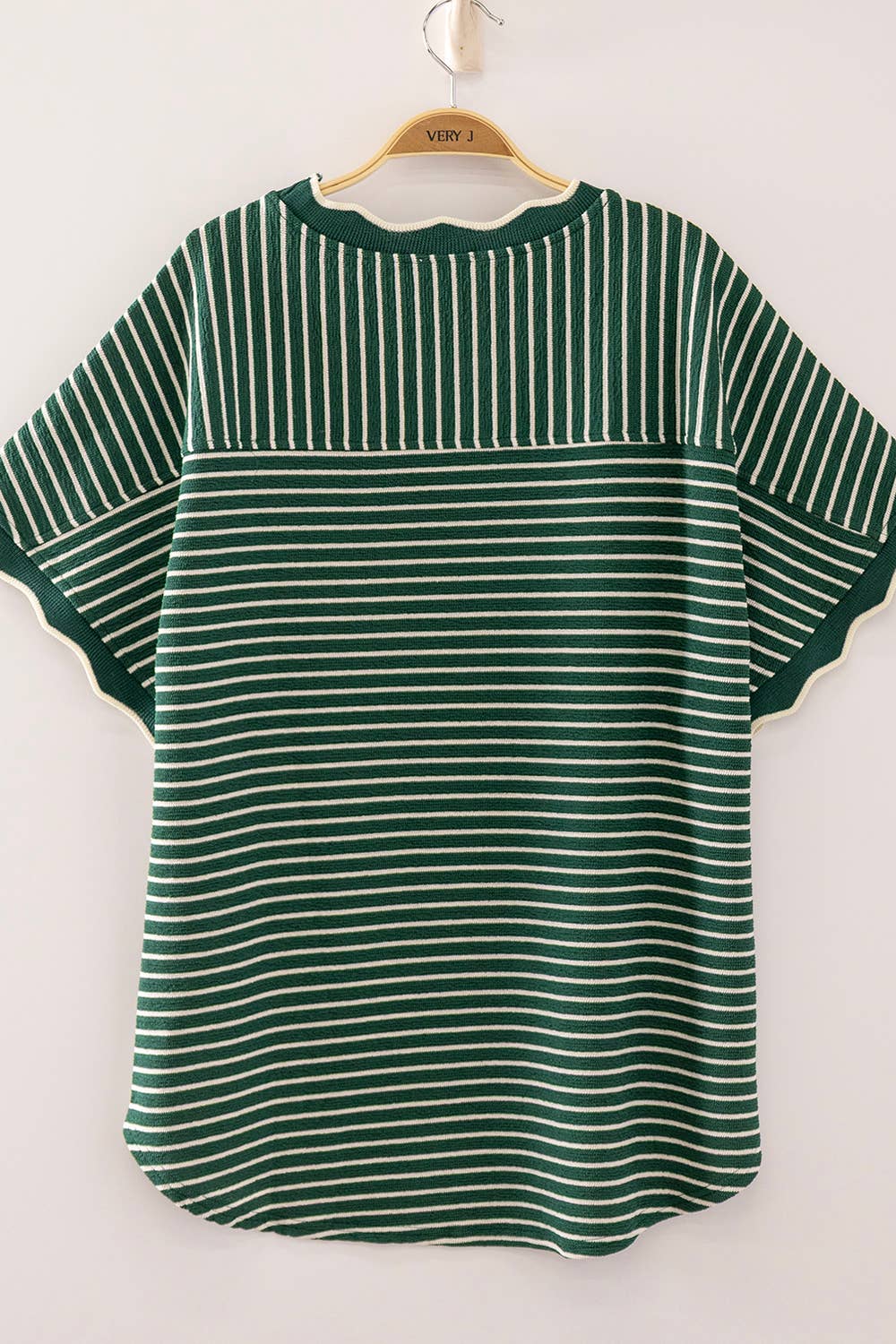 Ginny Scalloped Striped Knit Tee