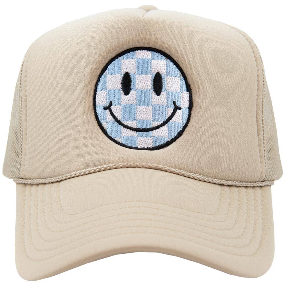 Happy Checkered Trucker Hat