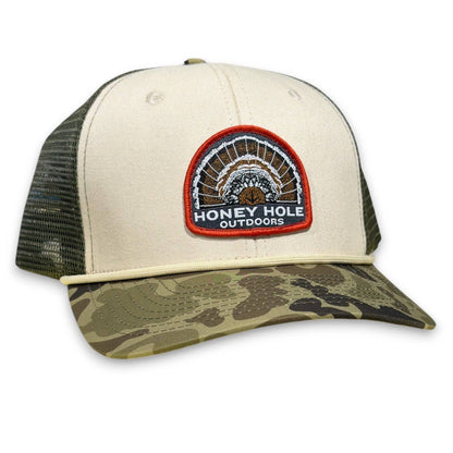 Mens Honey Hole Turkey Fan Rope Trucker Hat