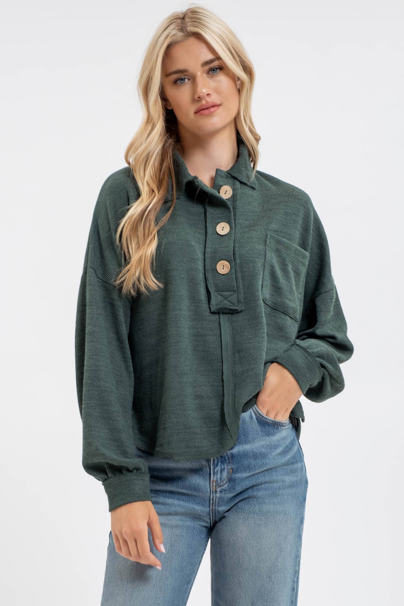 Versailles Collared Button Top