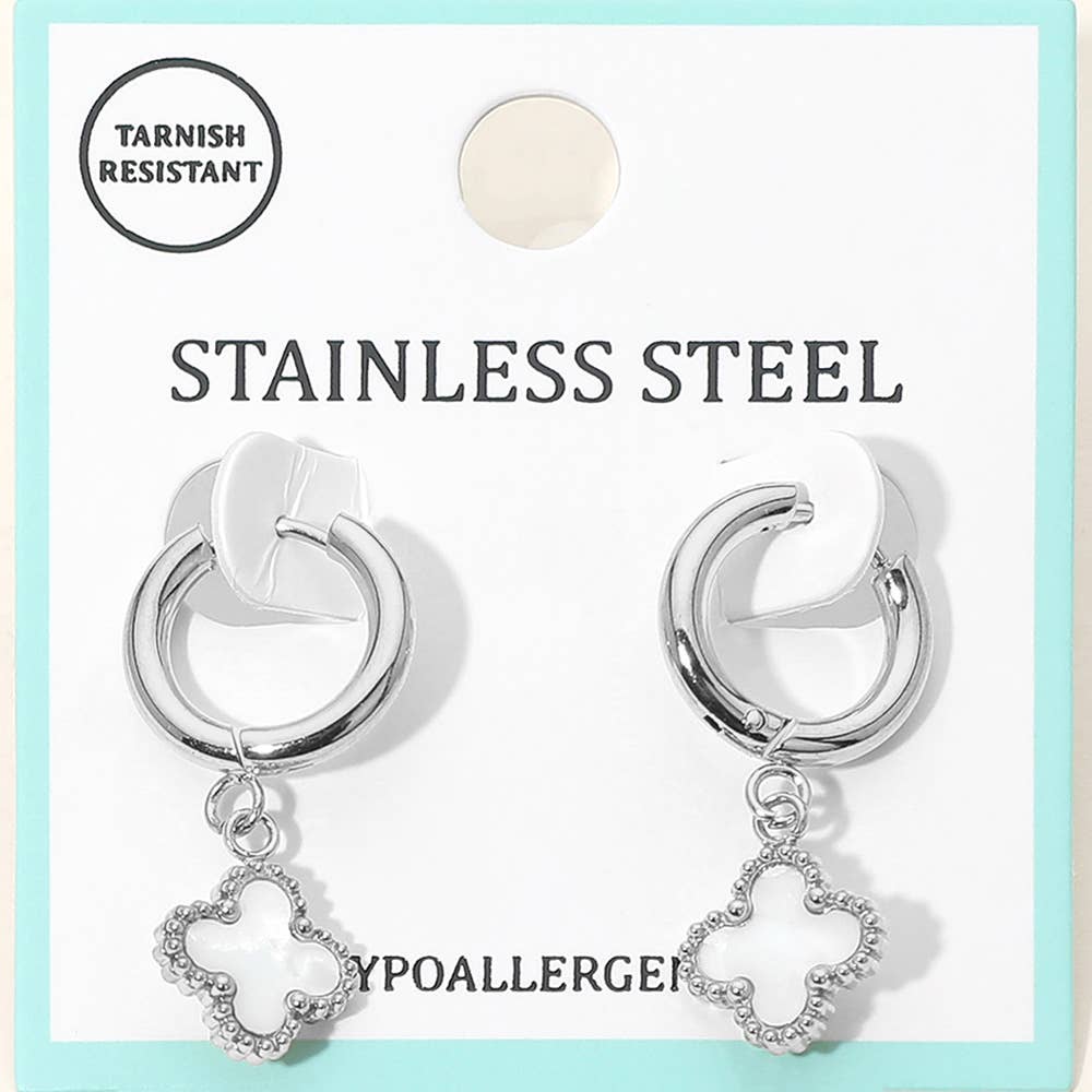 Darla Quatrefoil Dangle Huggie Hoop Earrings