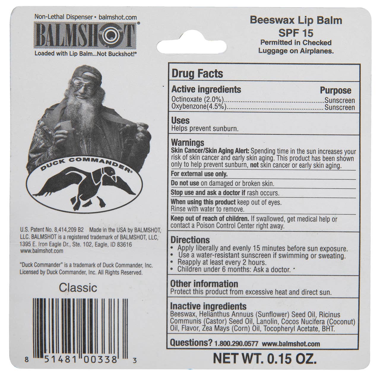 Balmshot Beeswax SPF Lip Balm
