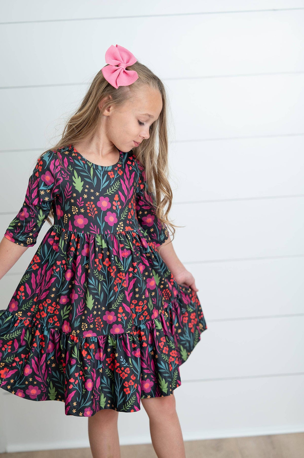 Girls Midnight Floral Dress