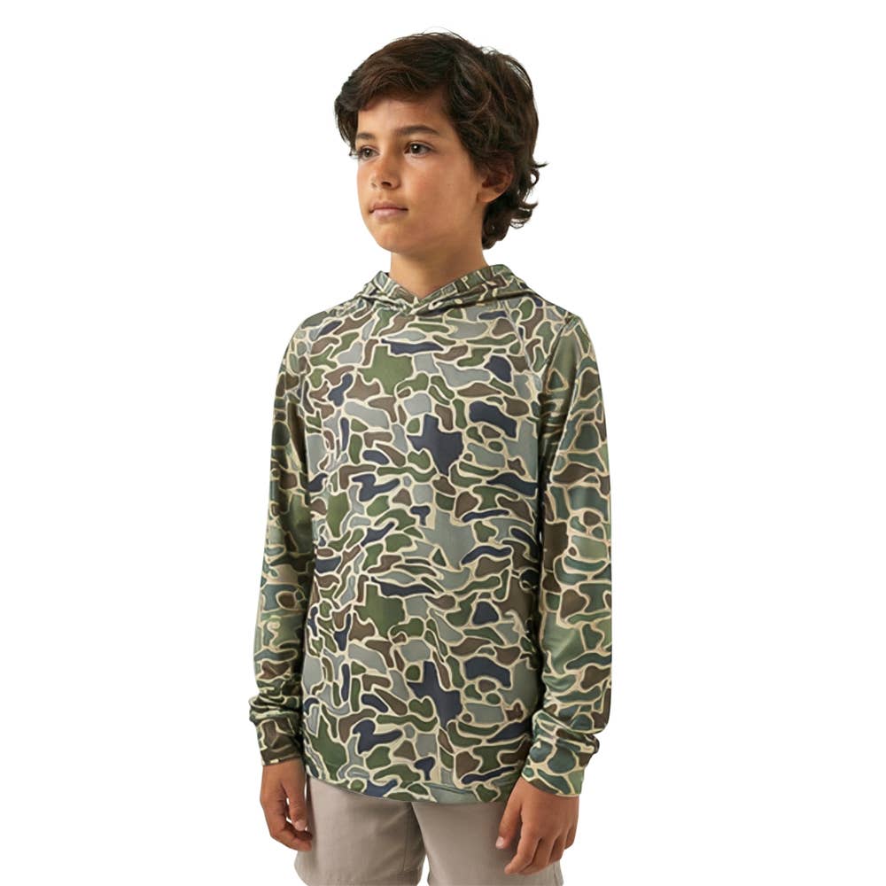 Youth Boys Salt Water Soul Texas Green Camo Hoodie