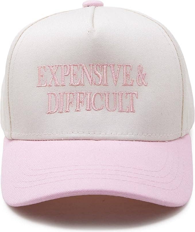 Girls Expensive & Difficult Embroidered Pink Hat