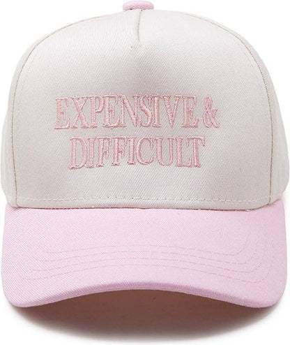Girls Expensive & Difficult Embroidered Pink Hat