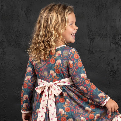 Girls Fall Floral Butterfly Dress