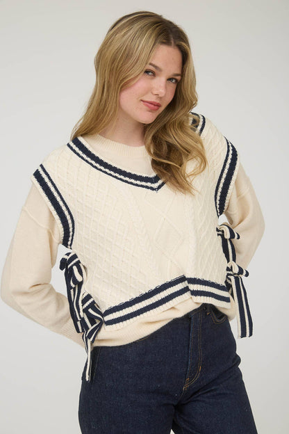 Poppy Contrast Side Bow Sweater Vest
