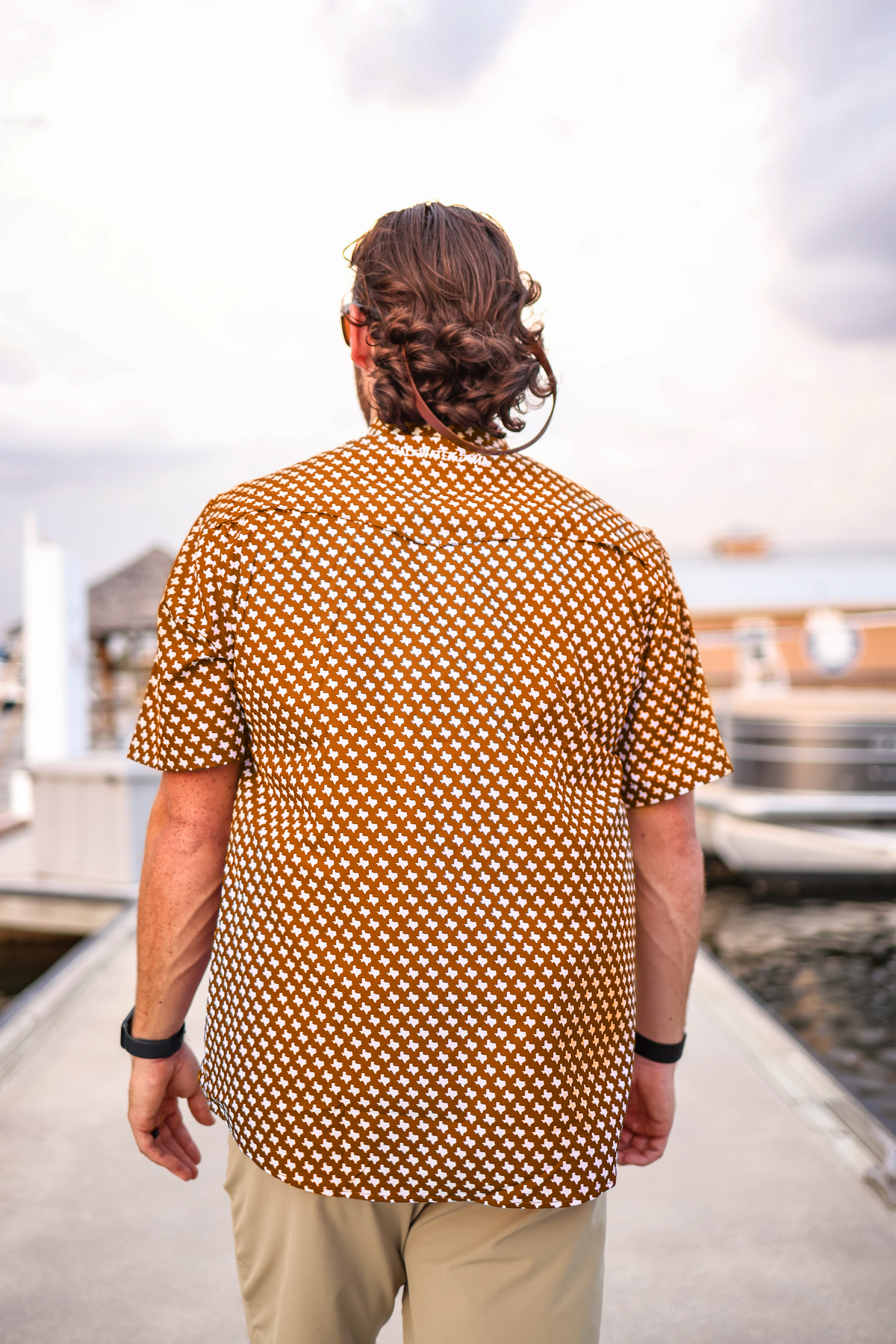 Mens Salt Water Soul TX Pearl Snap Austin Orange Fishing Shirt