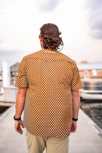 Mens Salt Water Soul TX Pearl Snap Austin Orange Fishing Shirt