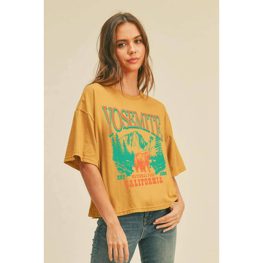 Yosemite Bear Oversized Cropped Tee