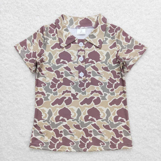 Boys Duck Camo Buttondown Tan Shirt