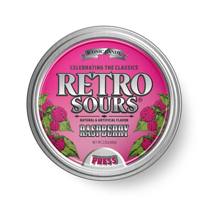 Retro Sours Raspberry Candy Tin