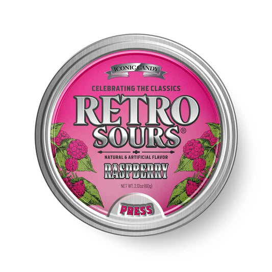 Retro Sours Raspberry Candy Tin