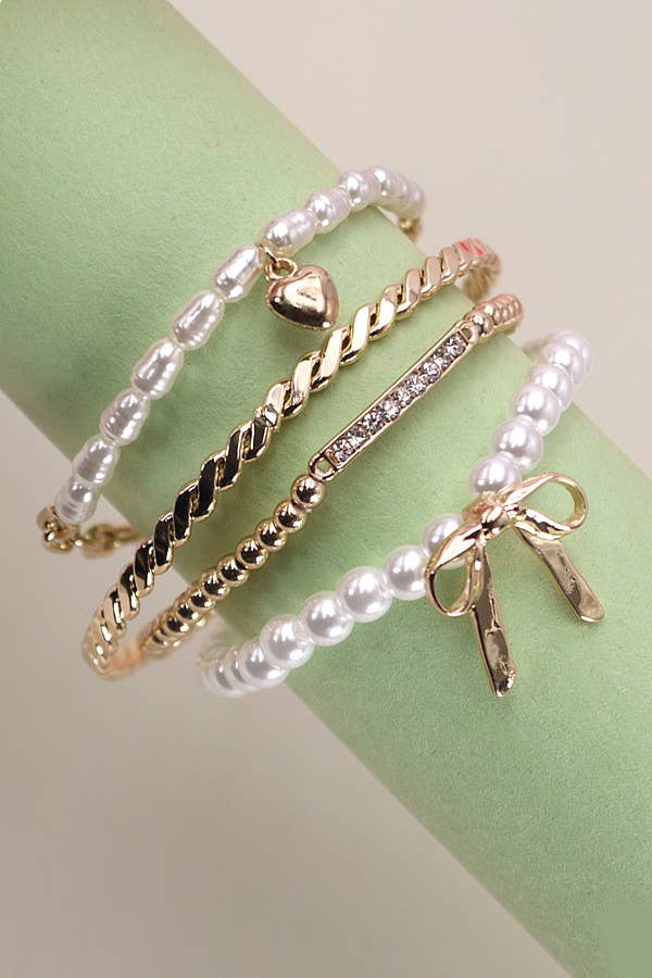 Constance Pearl Charm Set of Bracelets
