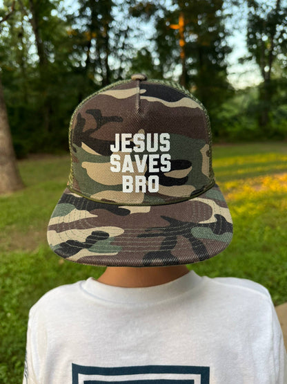 Boys Jesus Saves Bro Camo Hat