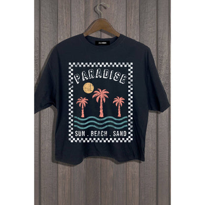 Paradise Sun Beach Sand Cropped Tee